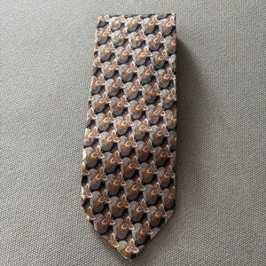 Exclusive Italy Ermenegildo Zegna Geometric Tie in Gray and Orange As is